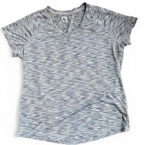 RBX Performance Women’s Striped Athletic Work out Travel TShirt Purple Large